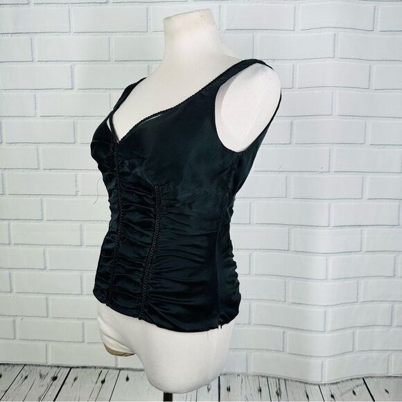 Elie Tahari Black Satin Corset Style Tank - Size Medium - Picture 3 of 11